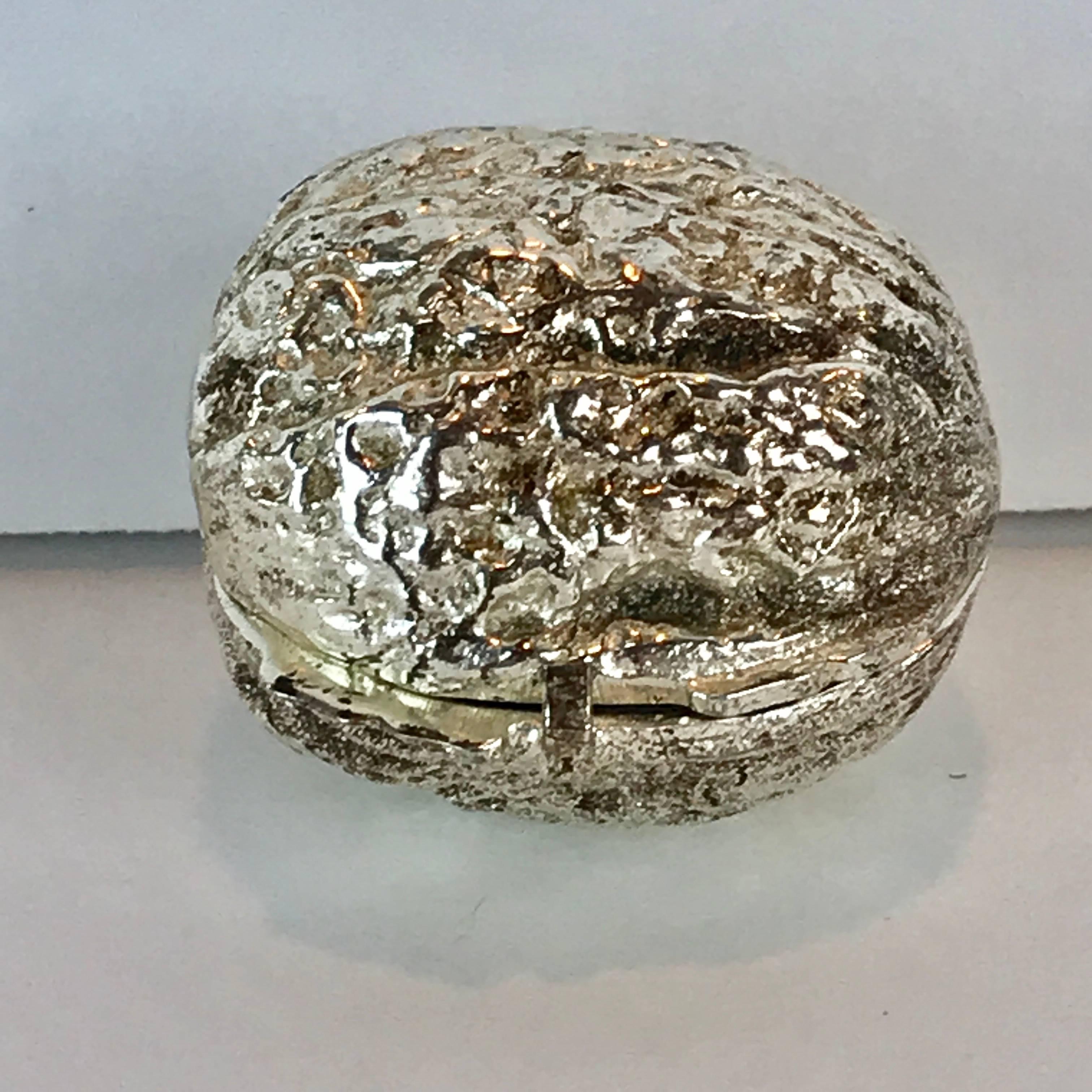 Modern Silver Plated Bronze Sculpture of a Walnut