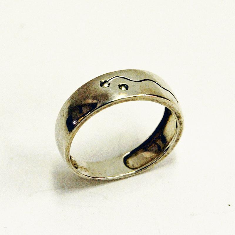 Scandinavian Silverring with Small Clear Stones Scandinavia, 1960s