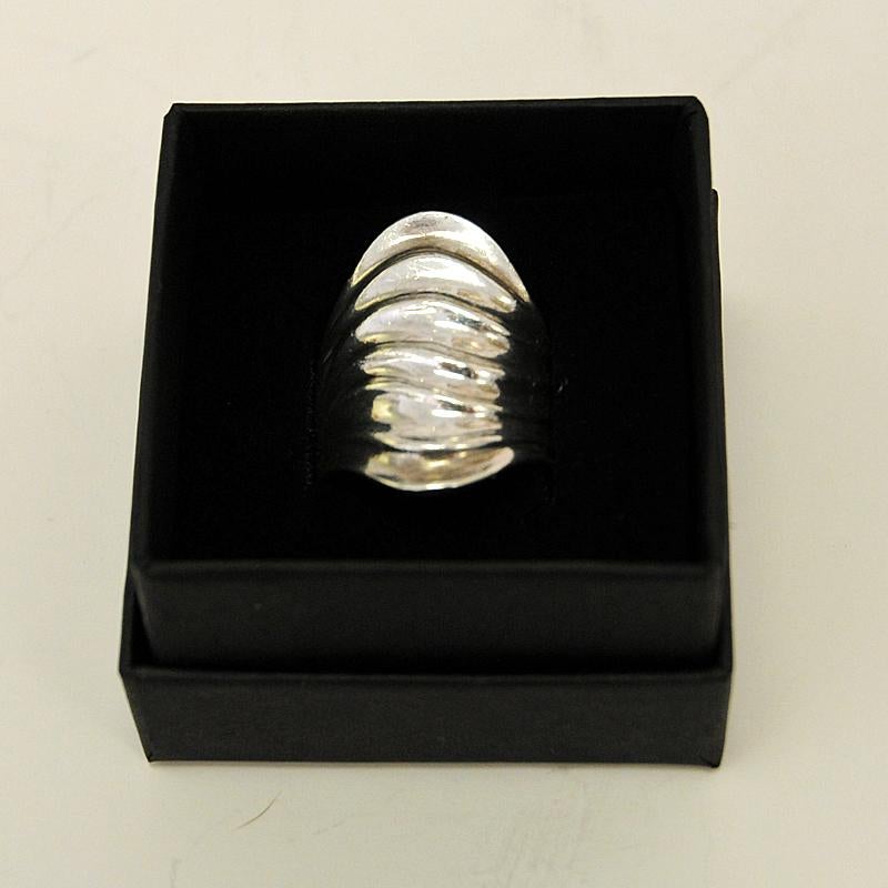 Swedish Vintage Silver Ring with Waved Surface 1970s, Sweden