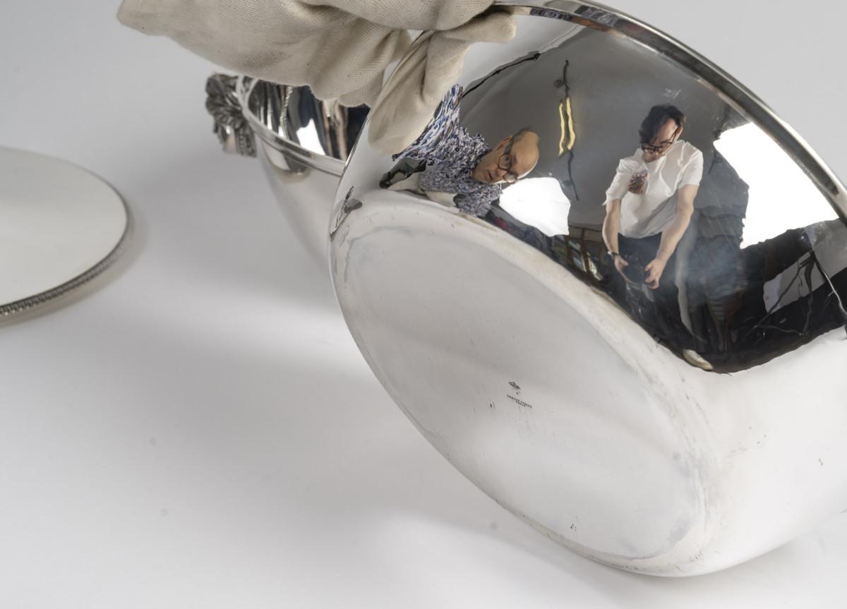 Silversmith BOUILLET - Covered solid silver vegetable dish, 1st Empire period For Sale 10