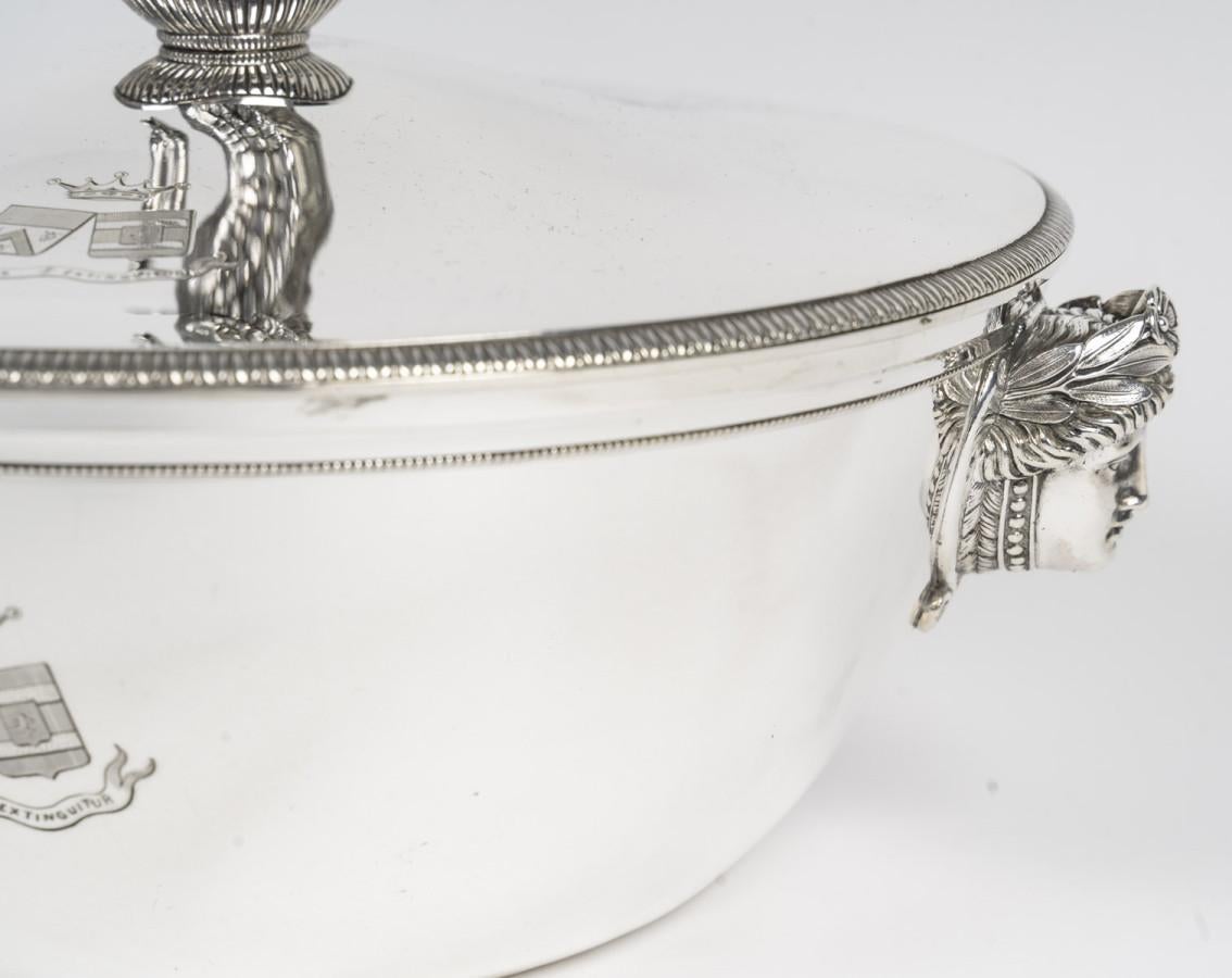 Silversmith BOUILLET - Covered solid silver vegetable dish, 1st Empire period For Sale 2