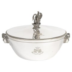 Silversmith BOUILLET - Covered solid silver vegetable dish, 1st Empire period