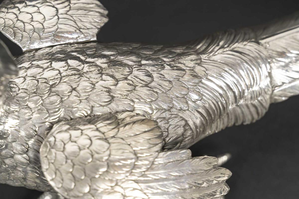 Silversmith ESCHWEGE – Pair of Solid Silver Pheasants, 20th Century 6