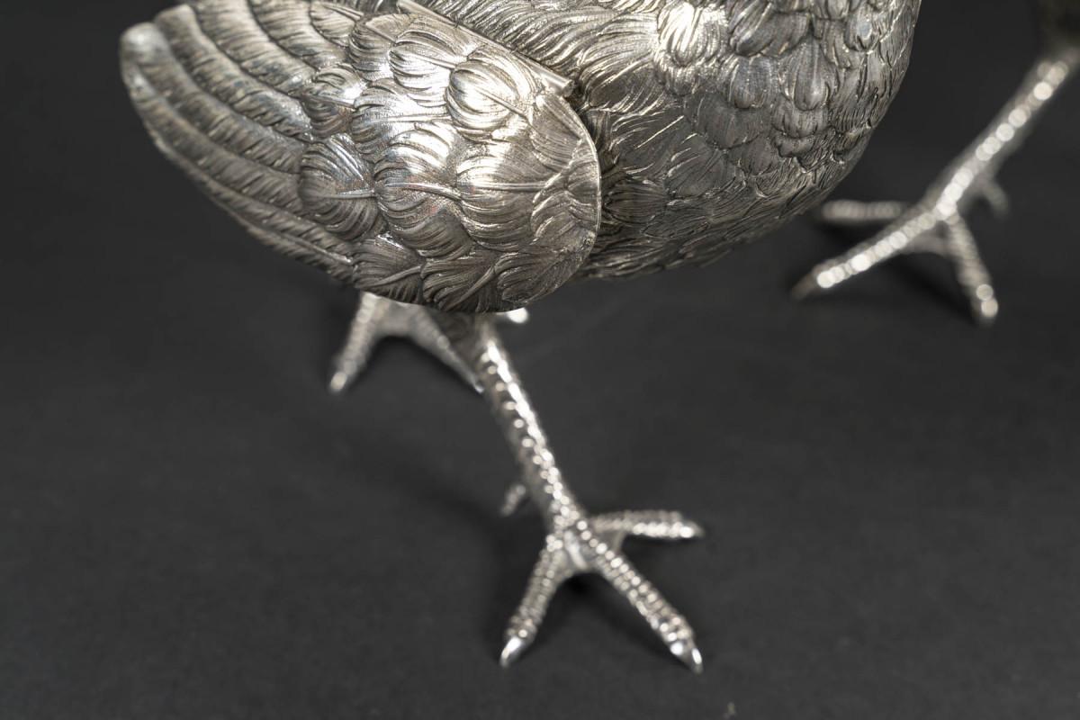 Silversmith ESCHWEGE – Pair of Solid Silver Pheasants, 20th Century 2
