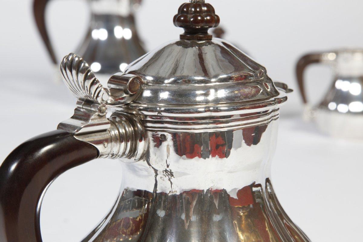 Silversmith Georges Lecomte - Tea-Coffee Set In Silver Art Déco 1925 In Excellent Condition In SAINT-OUEN-SUR-SEINE, FR