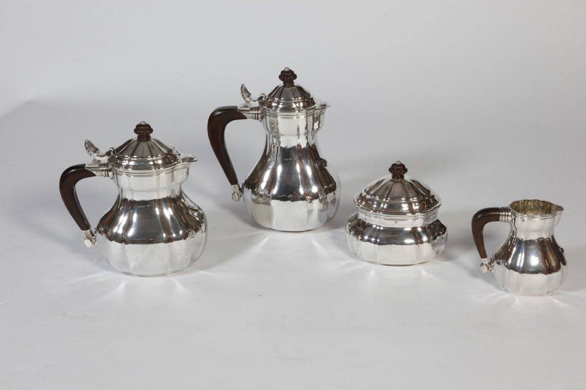Sterling Silver Silversmith Georges Lecomte - Tea-Coffee Set In Silver Art Déco 1925 For Sale