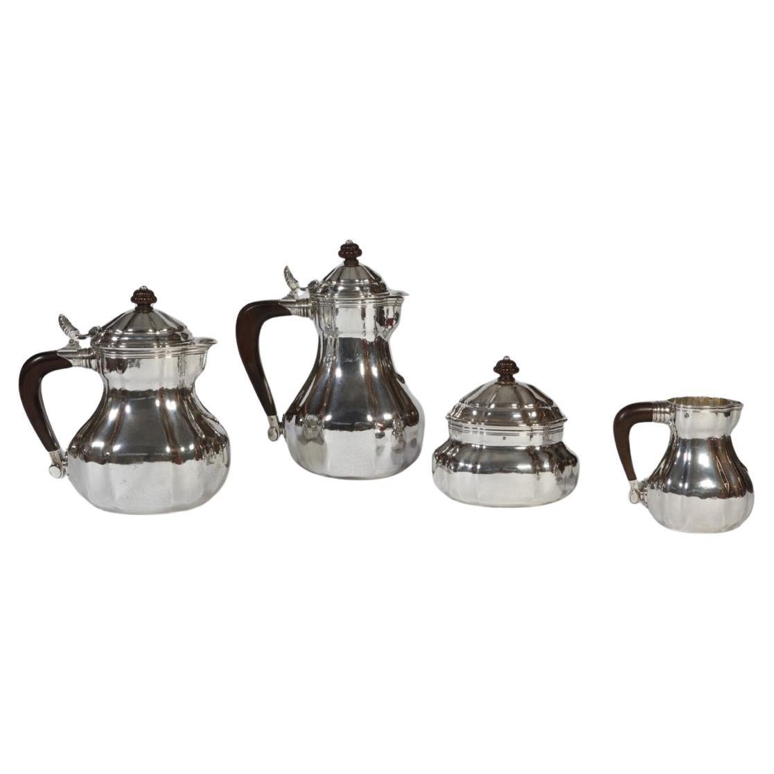 Silversmith Georges Lecomte - Tea-Coffee Set In Silver Art Déco 1925 For Sale