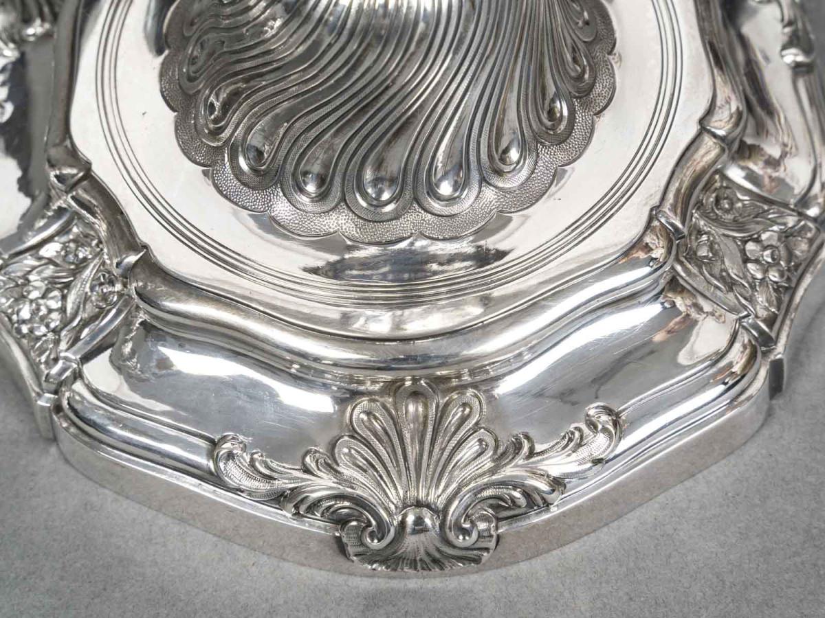 Silberschmied P.F.A. TURQUET - Paar silberne Kerzenleuchter Louis XV - 19. im Angebot 5