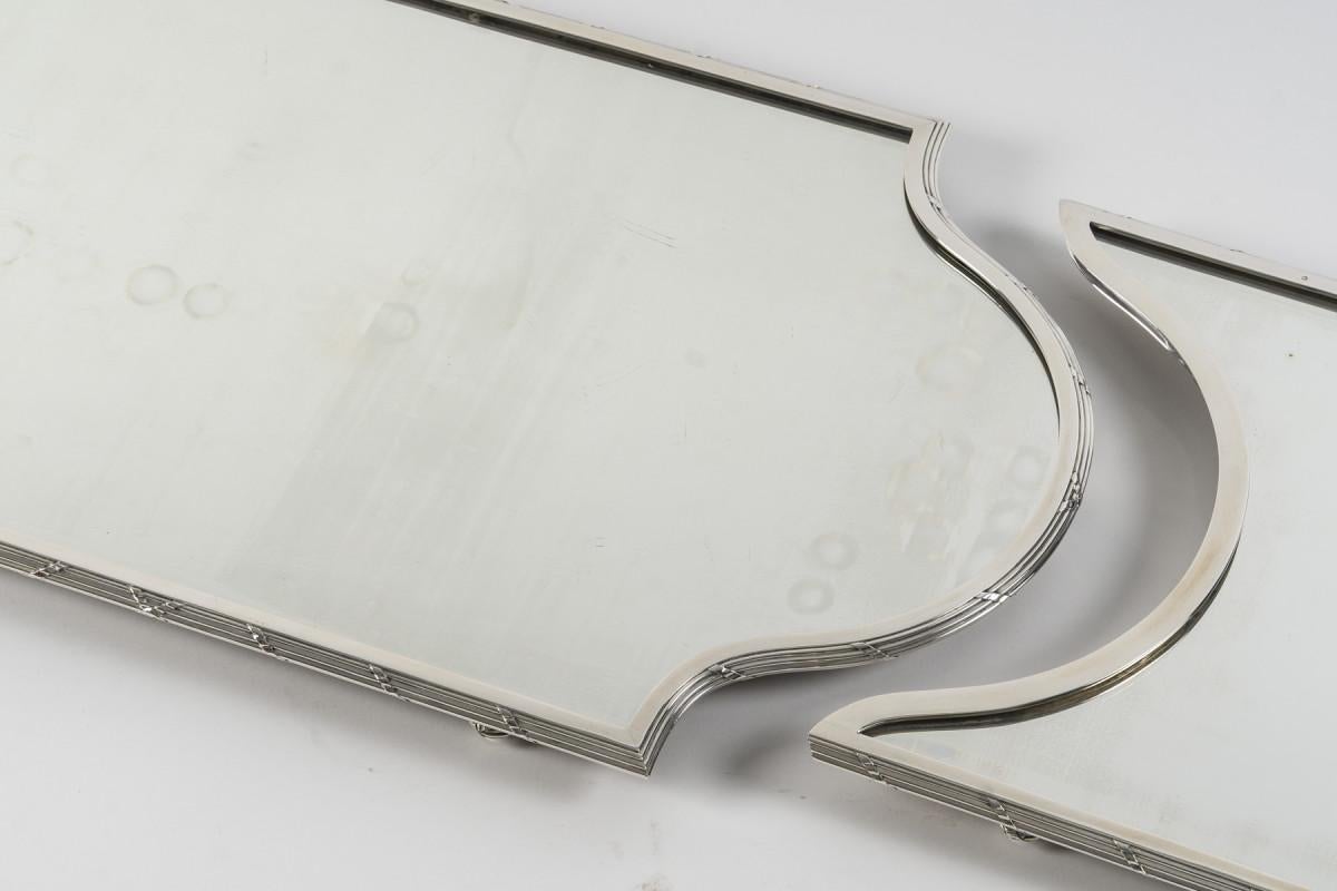 Silversmith QUEILLE - 19th century solid silver three-part centerpiece, NAPOLEON For Sale 8