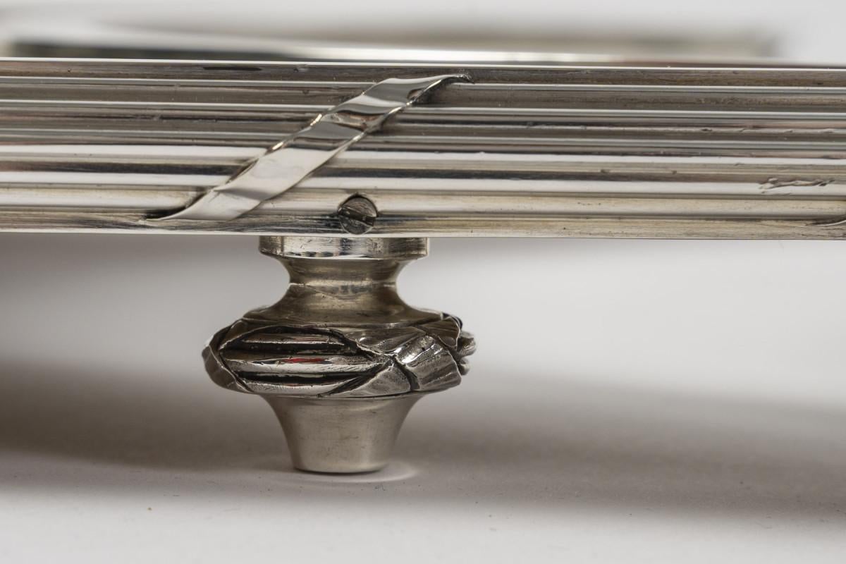 Silversmith QUEILLE - 19th century solid silver three-part centerpiece, NAPOLEON For Sale 8