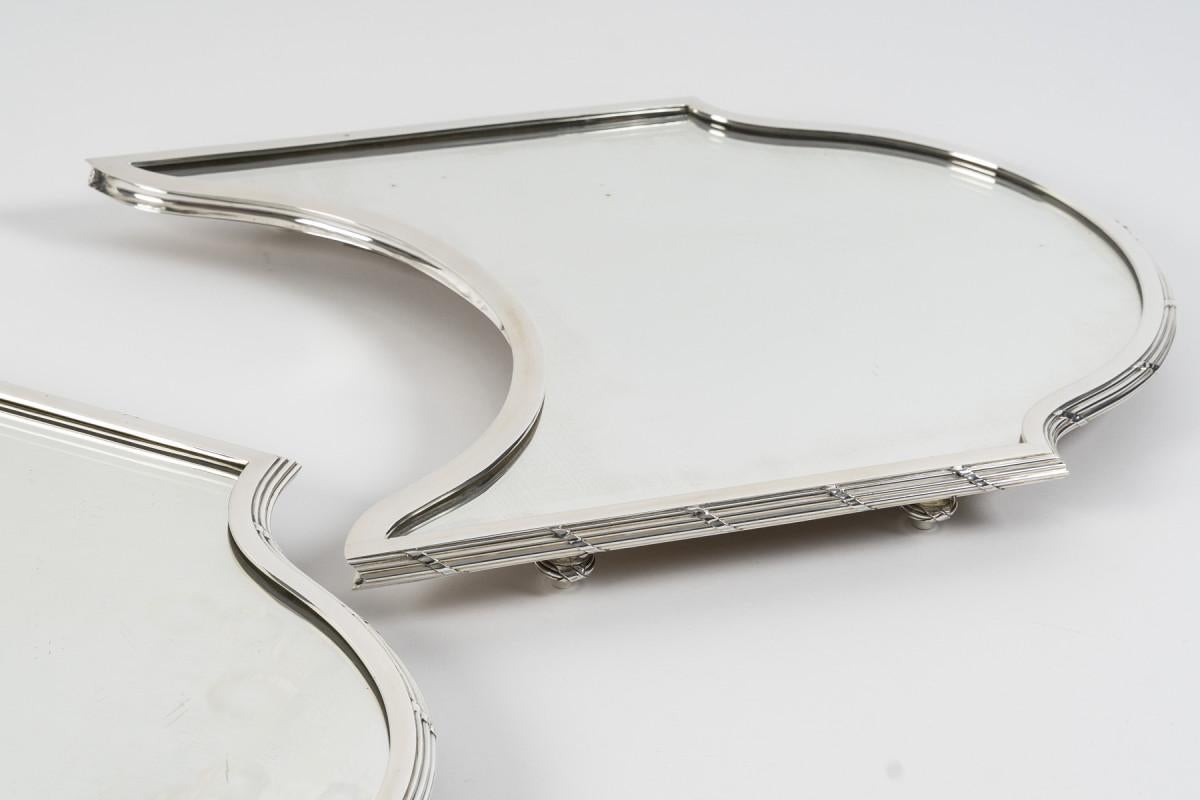 19th Century Silversmith QUEILLE - 19th century solid silver three-part centerpiece, NAPOLEON For Sale