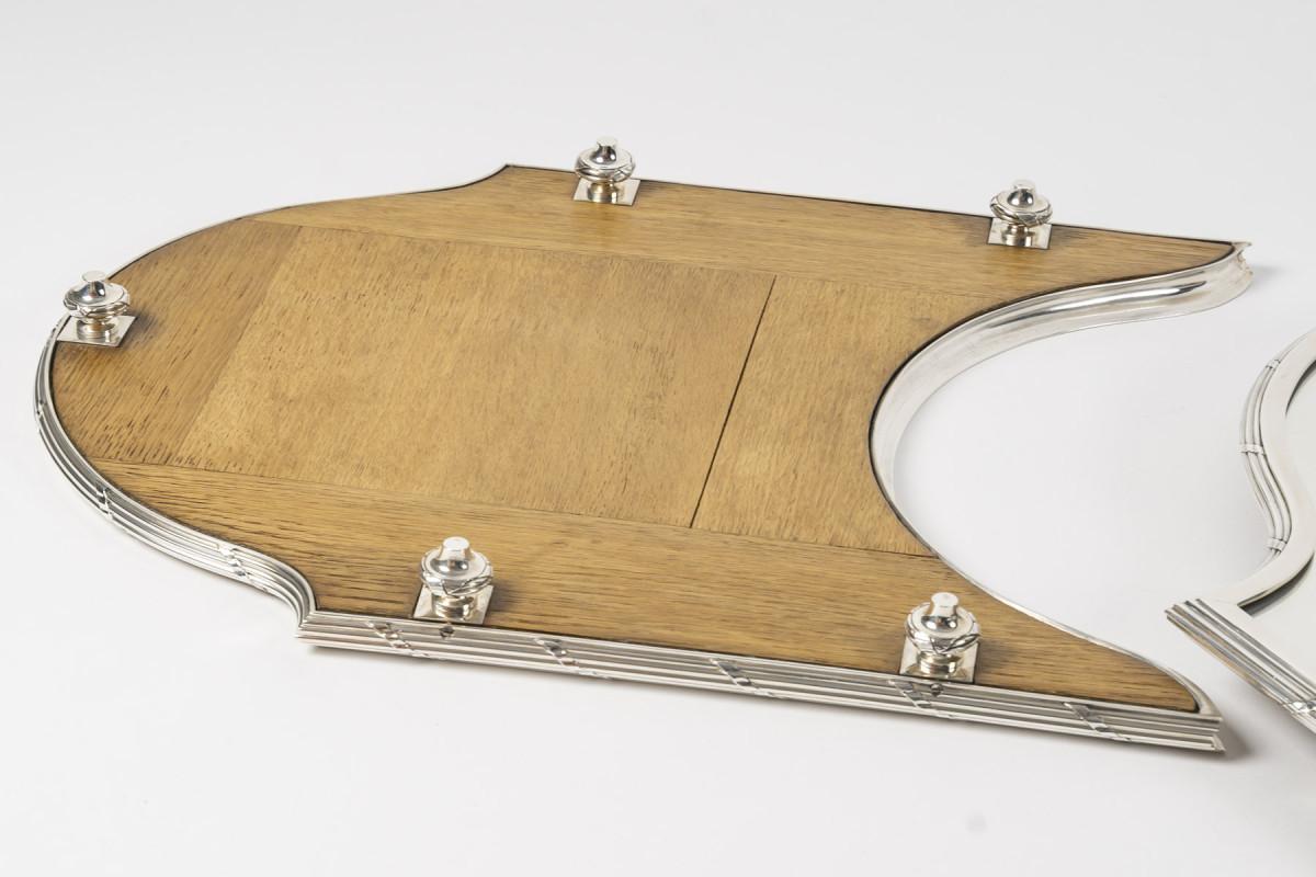 Silversmith QUEILLE - 19th century solid silver three-part centerpiece, NAPOLEON For Sale 1