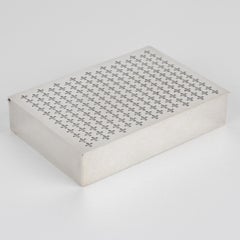 Silberschmied Riondet Paris Modernist Silber Platte Box mit Fleur-de-lis Dekor