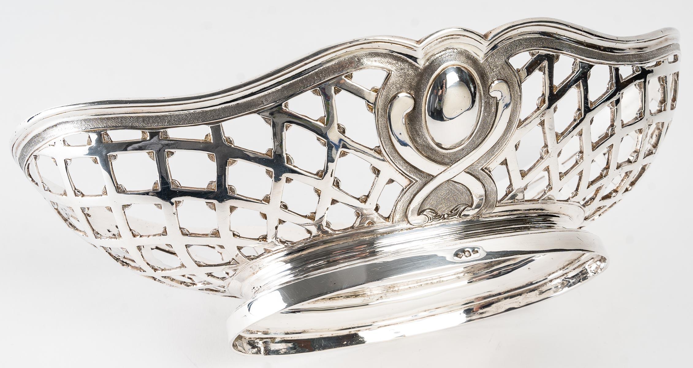 Napoleon III Silversmith Souche Lapparra - Solid Silver Basket Circa 20th Century For Sale
