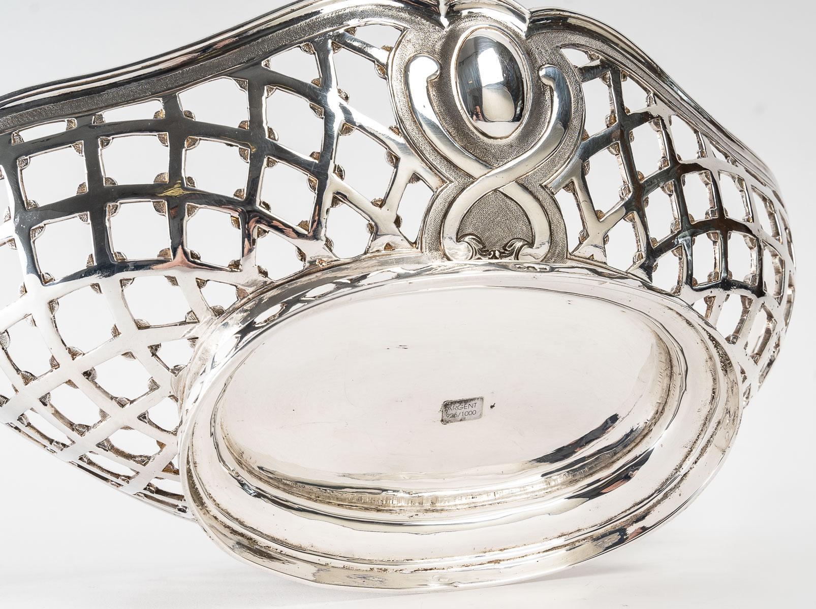 Silberschmiede Lapparra - Korb aus massivem Silber, ca. 20. Jahrhundert im Zustand „Hervorragend“ im Angebot in SAINT-OUEN-SUR-SEINE, FR