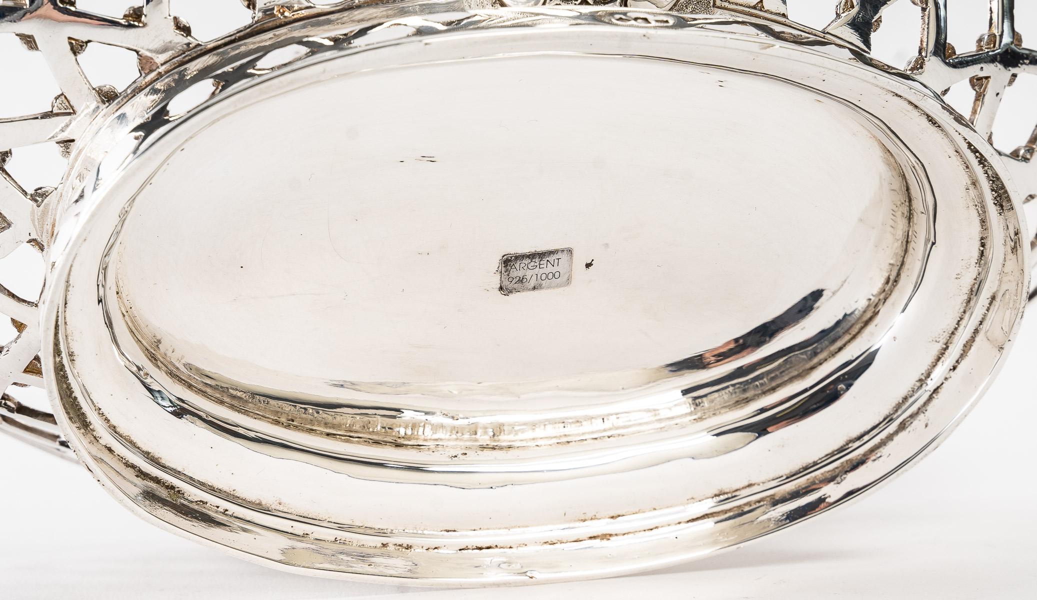Silberschmiede Lapparra - Korb aus massivem Silber, ca. 20. Jahrhundert im Angebot 2
