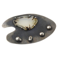 Silversmith Sterling Silver Modernist Artist Palette Large Pendant