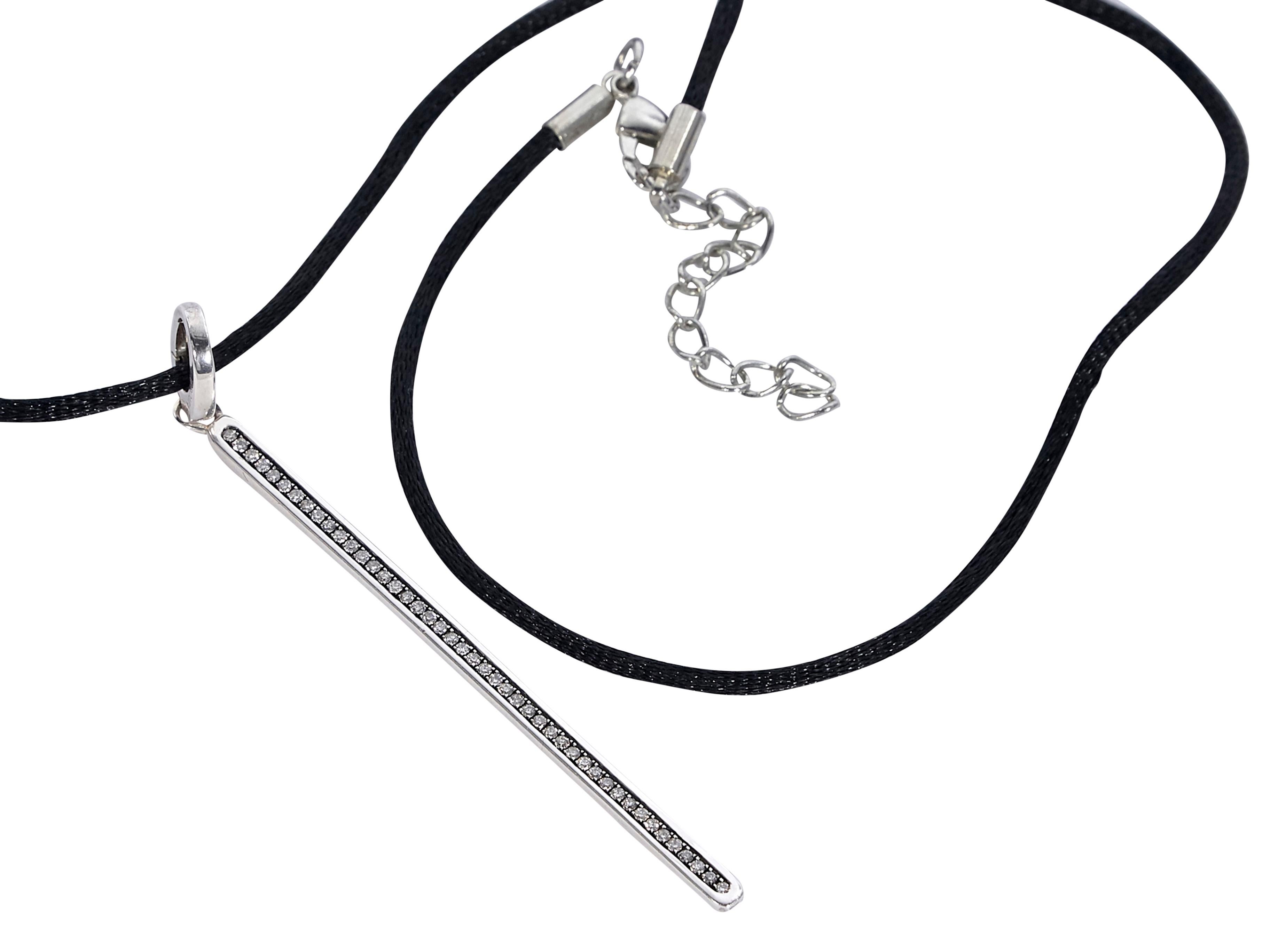 Ippoita Diamond Silvertone Bar Pendant Necklace 1