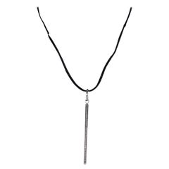 Ippoita Diamond Silvertone Bar Pendant Necklace