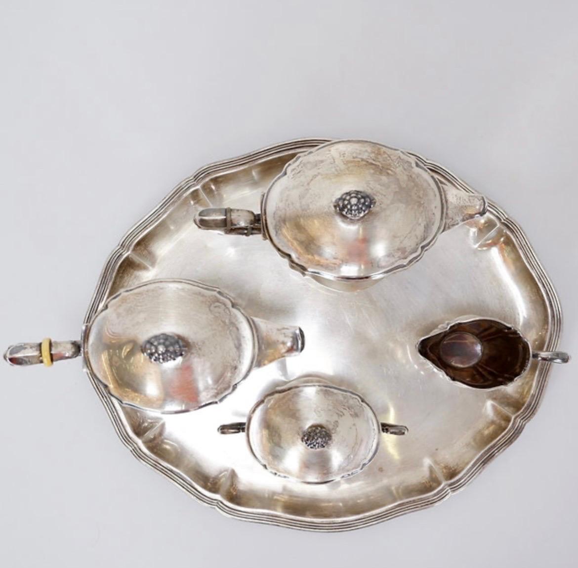 Argento Set da tè e caffè a cinque pezzi Silverware in vendita