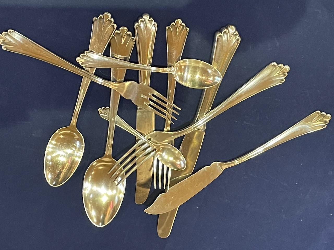 Silverware Service for 12 in Fitted Art Deco Storage Cabinet, Bafico of France For Sale 5