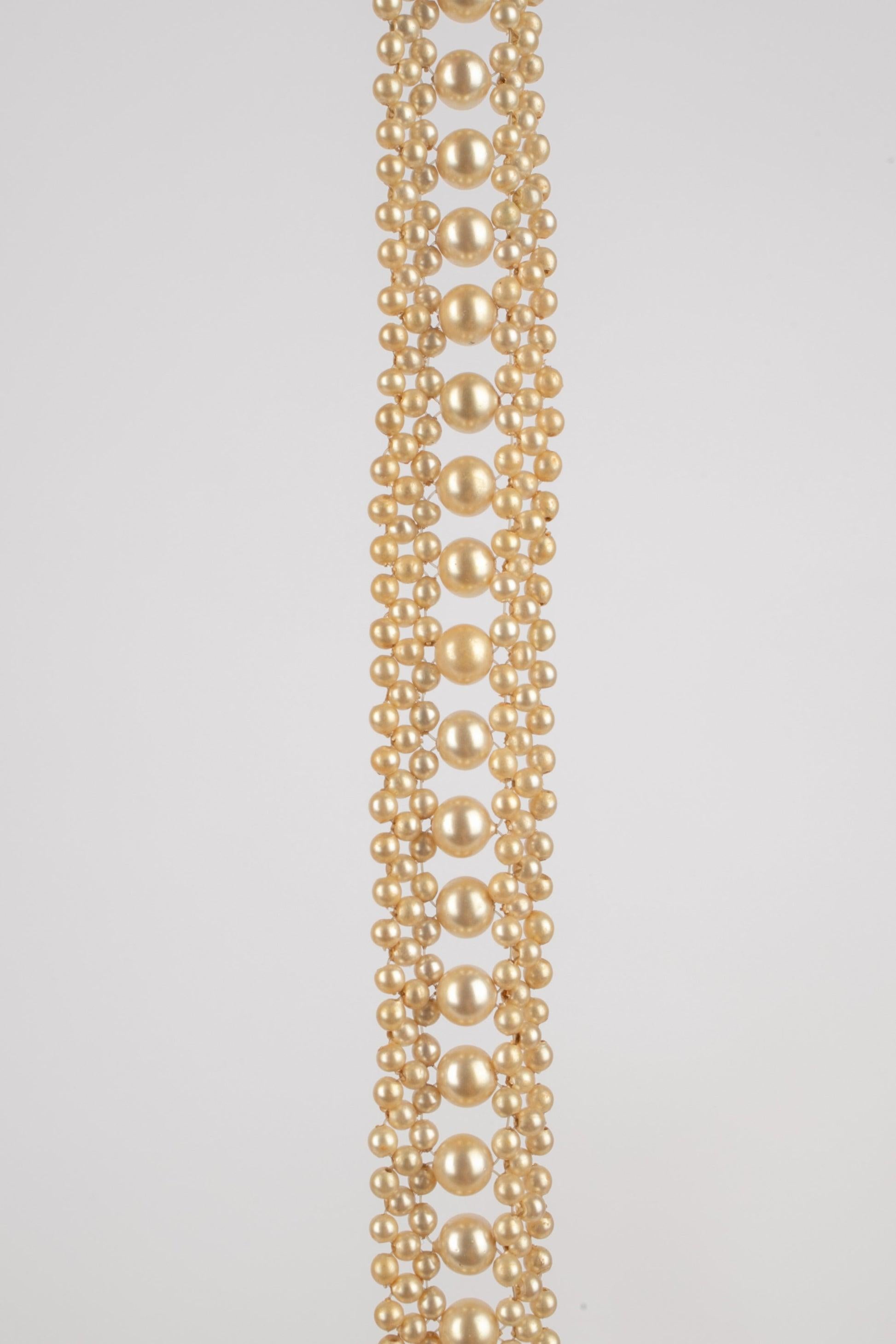 Silvery Metal and Costume Pearl Choker Necklace In Excellent Condition For Sale In SAINT-OUEN-SUR-SEINE, FR