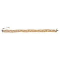 Silvery Metal and Costume Pearl Choker Necklace