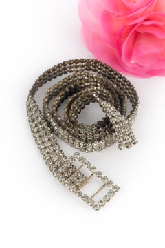 Silvery rhinestoned belt