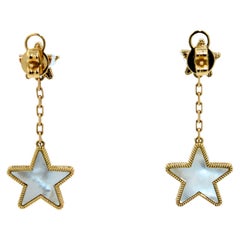 Silvery White Pearl Star Galaxy Celestial Constellation Zodiac 18K Gold Earrings