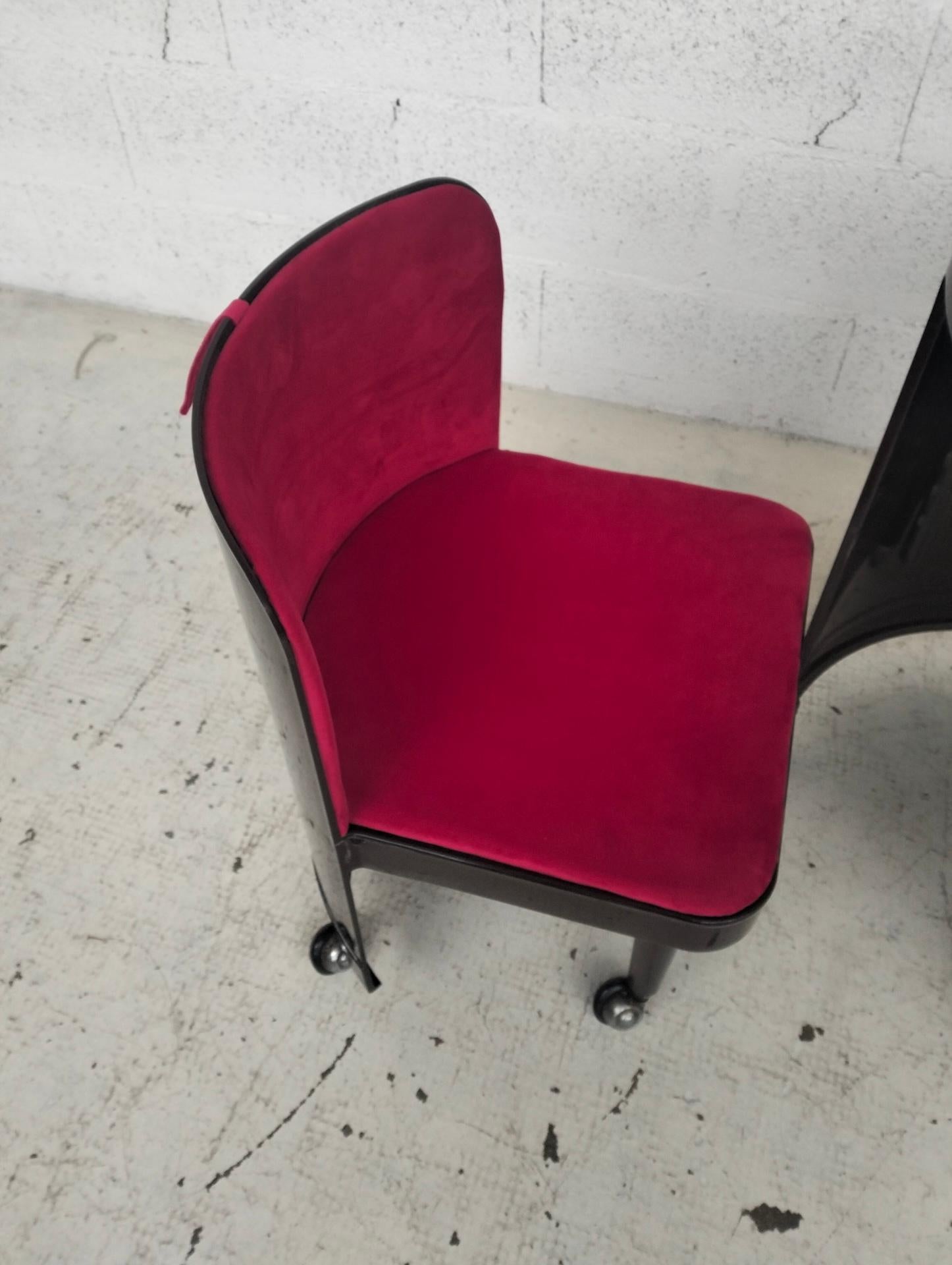 Silvi red Vanity table on wheels by Studio Kastilia , 1970s For Sale 2