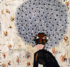 Contemporary mixed media - Silvia Calmejane - Woman, Flowers, Paper, Colour