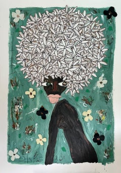 "Flowers", painting by Silvia Calmejane (63x39in), 2022