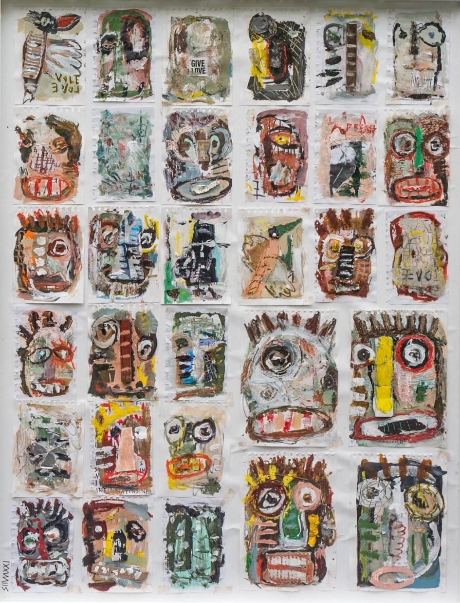 Técnica mixta contemporánea - Silvia Calmejane - Color, Rostros, Art Brut