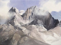 Great Italian mountain peaks of grey and white by master watercolorist 