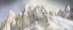 Superbe composition de deux pièces de peintures italiennes des Dolomites réalisées par un peintre local