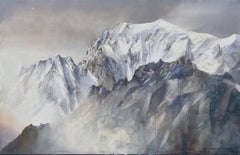 Mont Blanc dolomites painting by Italian master watercolorist