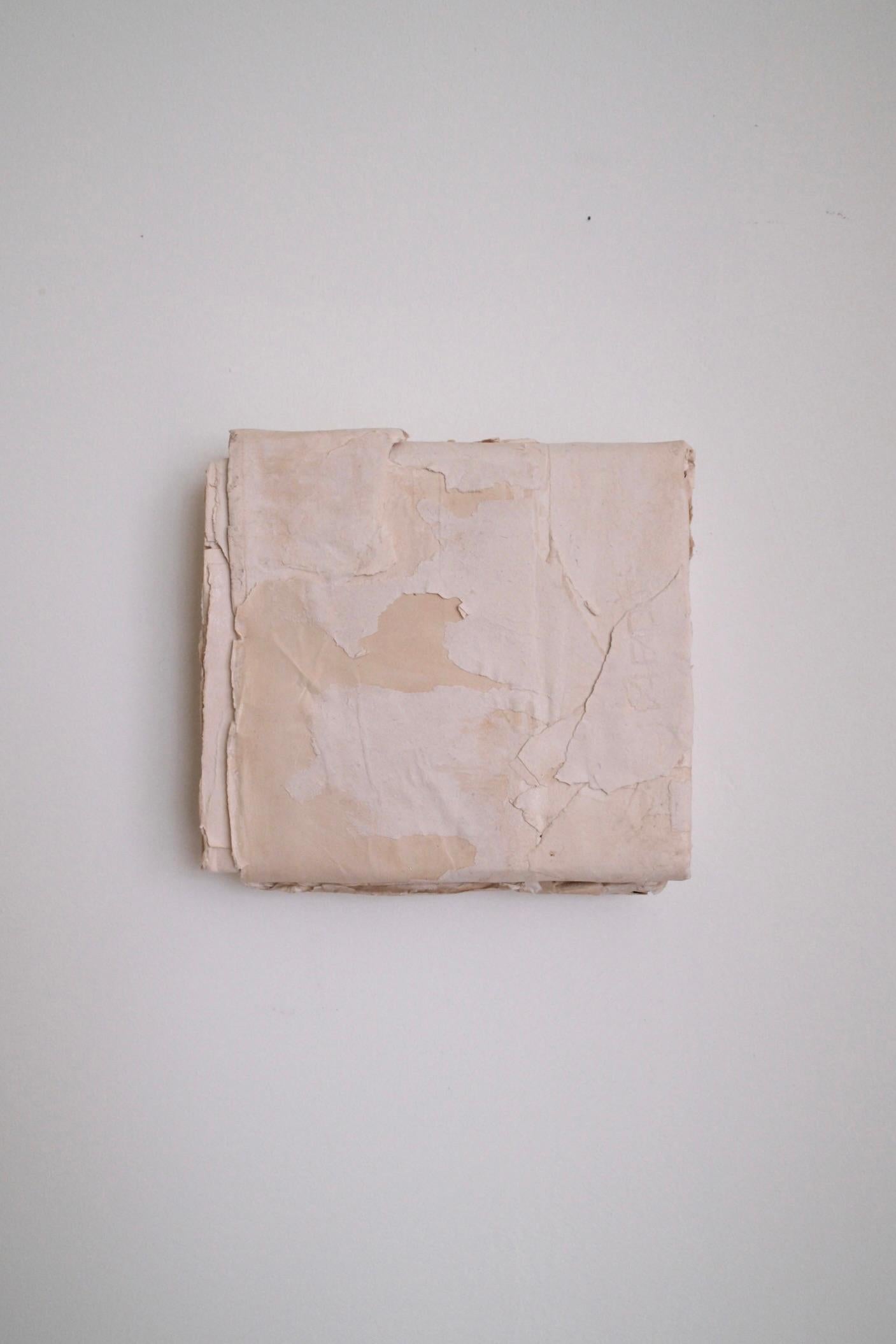 Raw Minimalist Textured Paper Composition in White, 2024 - 'Carte Mute I' For Sale 5