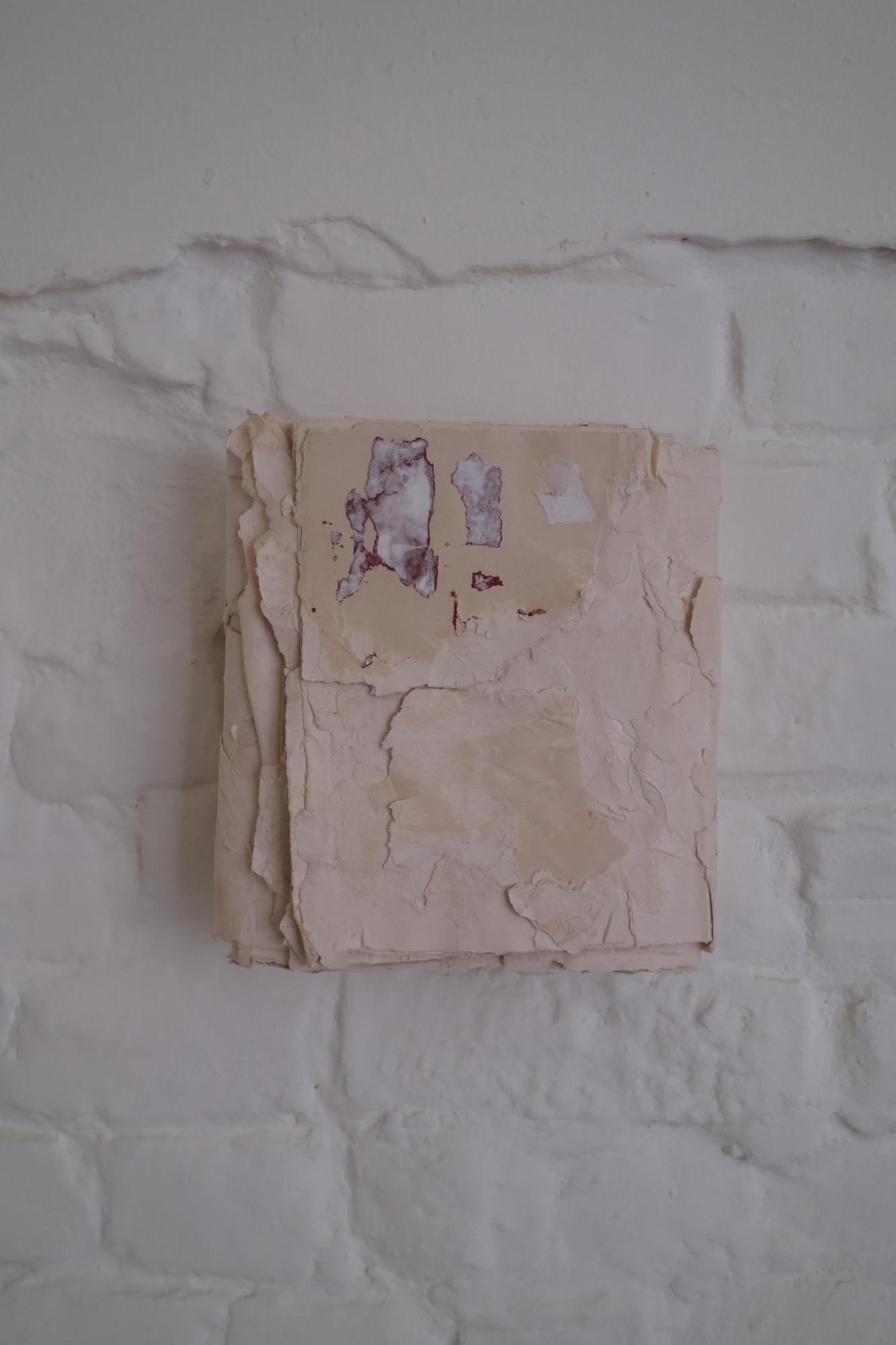 Raw Minimalist Textured Paper Composition in White, 2024 - 'Carte Mute II' - Art by Silvia De Marchi