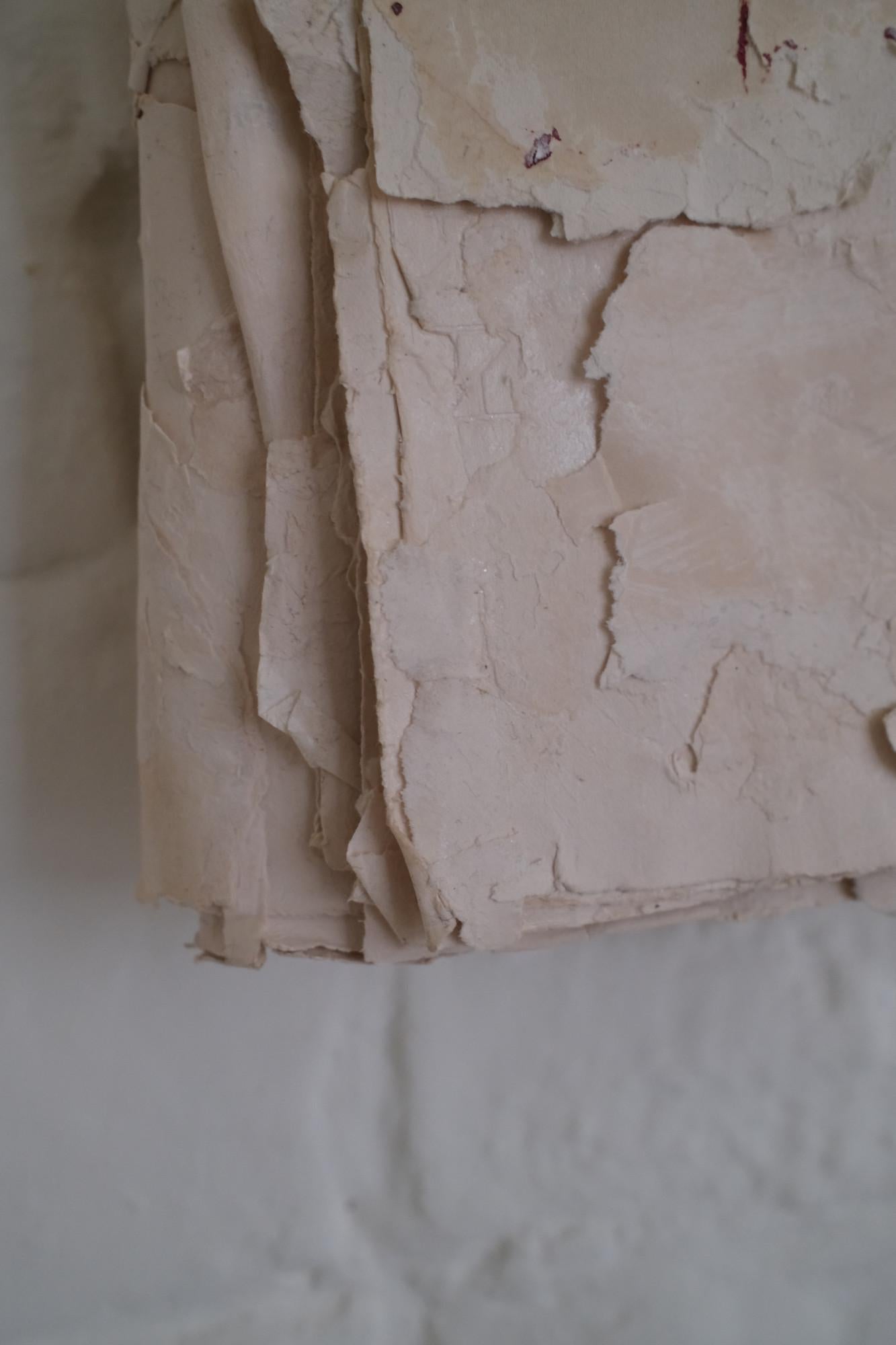Raw Minimalist Textured Paper Composition in White, 2024 - 'Carte Mute II' For Sale 1
