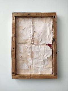 Minimalistisches Gemälde in Mischtechnik auf Papier, gerahmt in Holz, 2024 - „Cartolina 5“