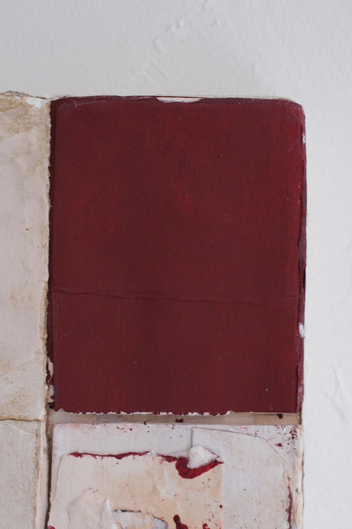 Timeworn Paper Artwork in White and Red, 2024 - 'Color Lento' For Sale 7