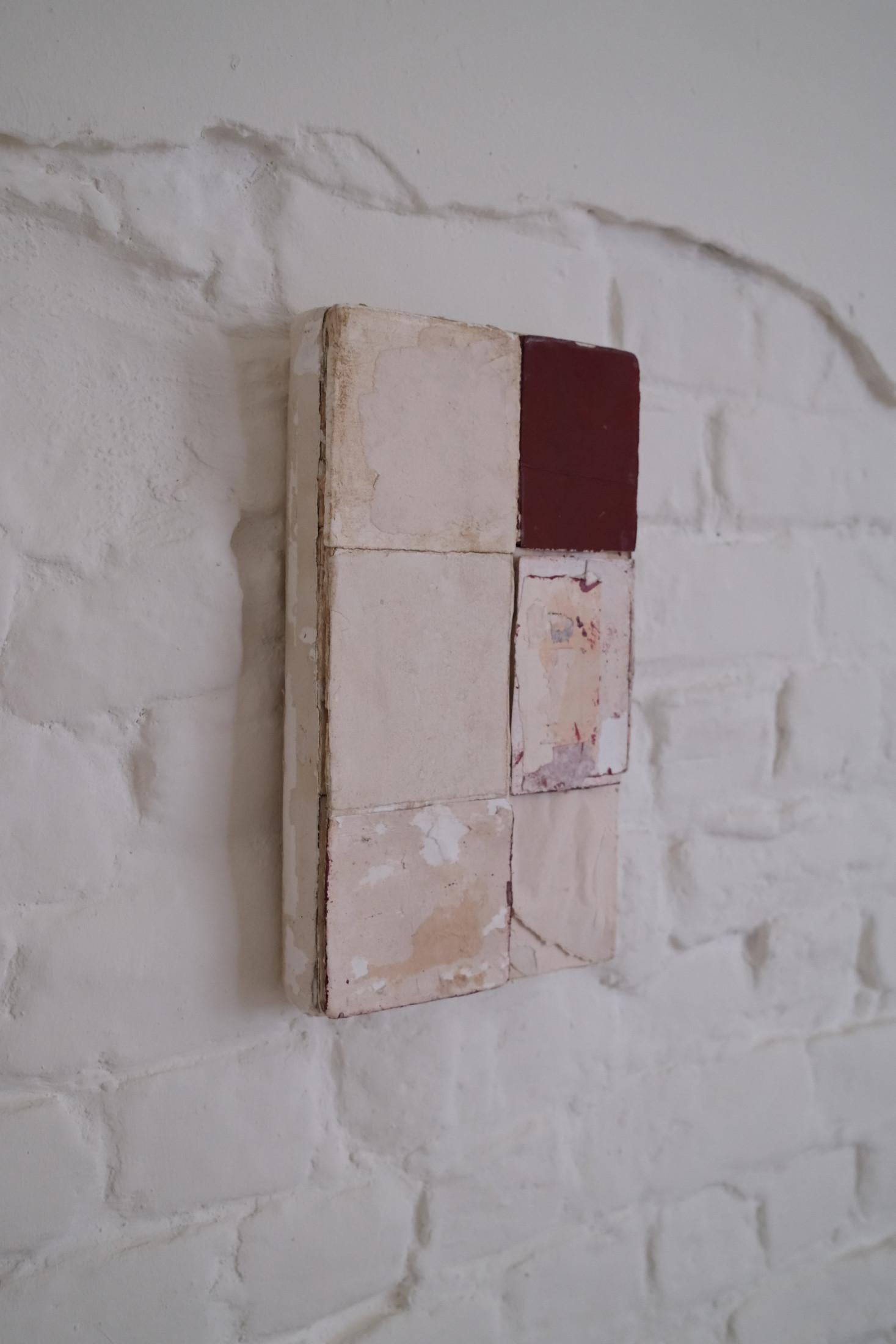 Timeworn Paper Artwork in White and Red, 2024 - 'Color Lento' For Sale 4