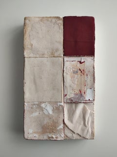 Timeworn Paper Artwork in White and Red, 2024 - 'Color Lento'
