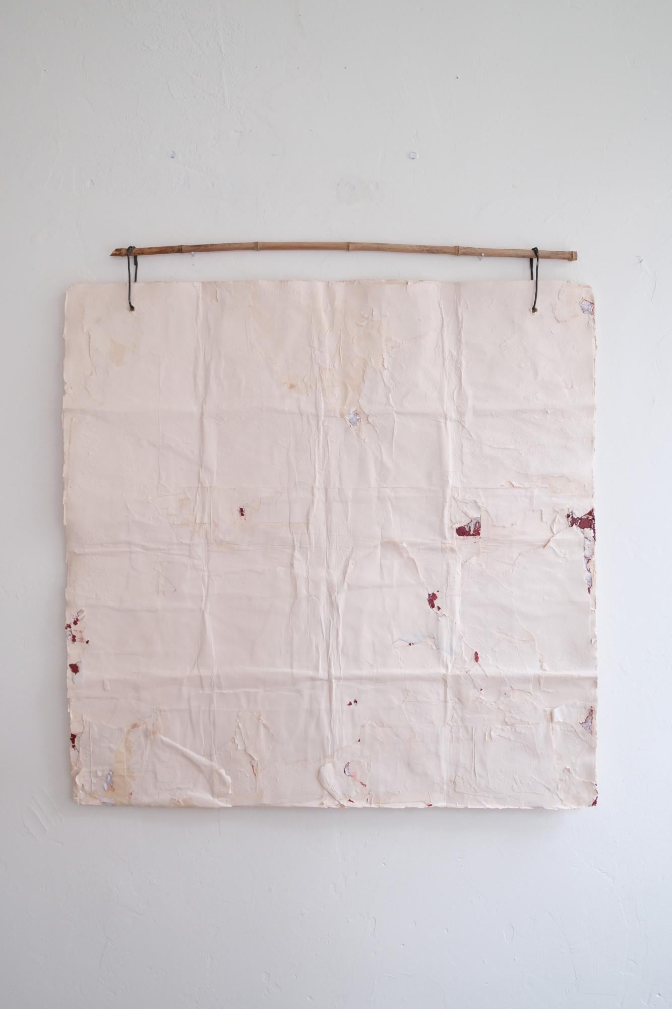 Minimalist White Paper Composition on Bamboo, 2024 - 'Impronta 06' For Sale 8