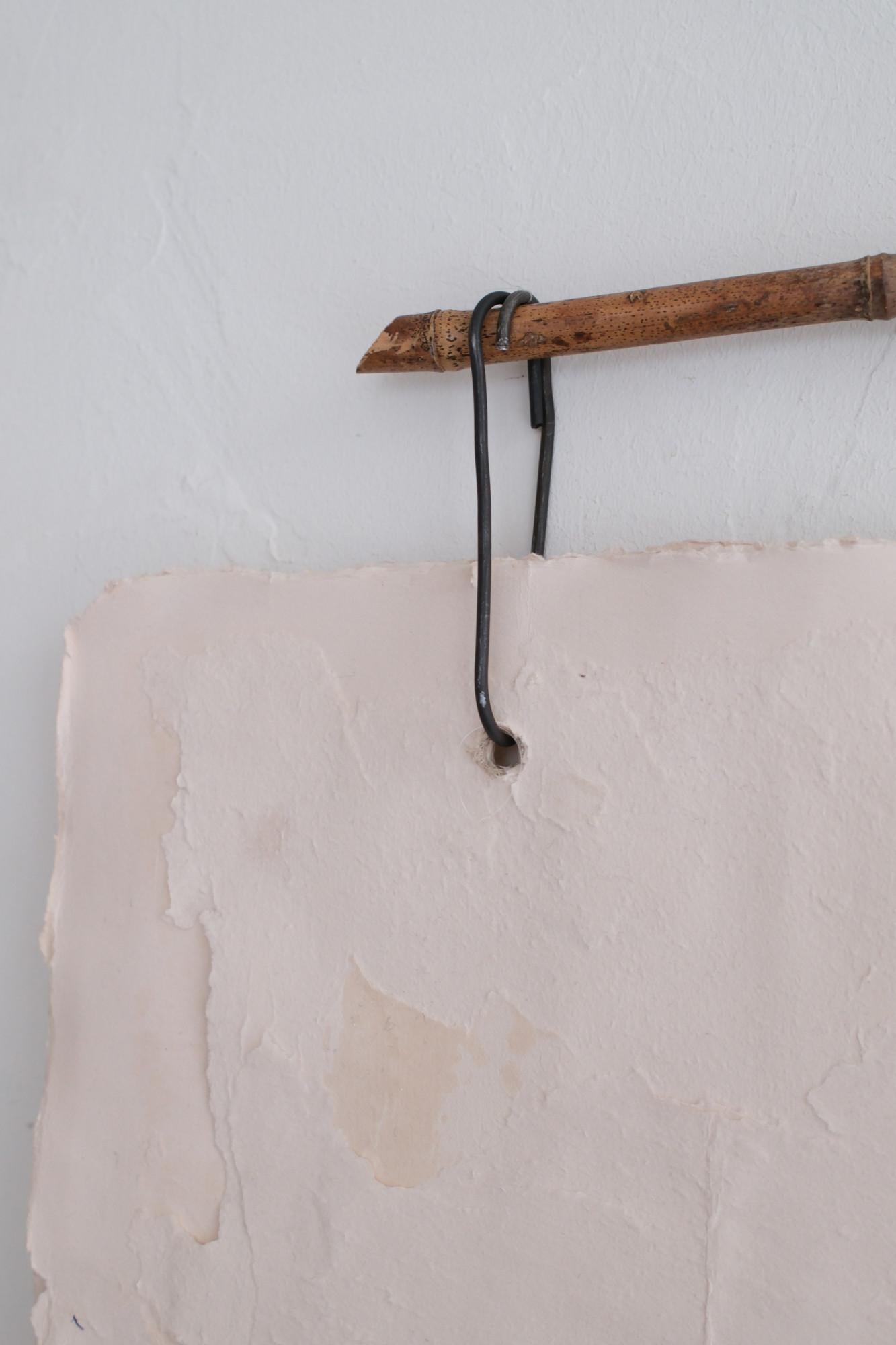 Minimalist White Paper Composition on Bamboo, 2024 - 'Impronta 06' For Sale 4
