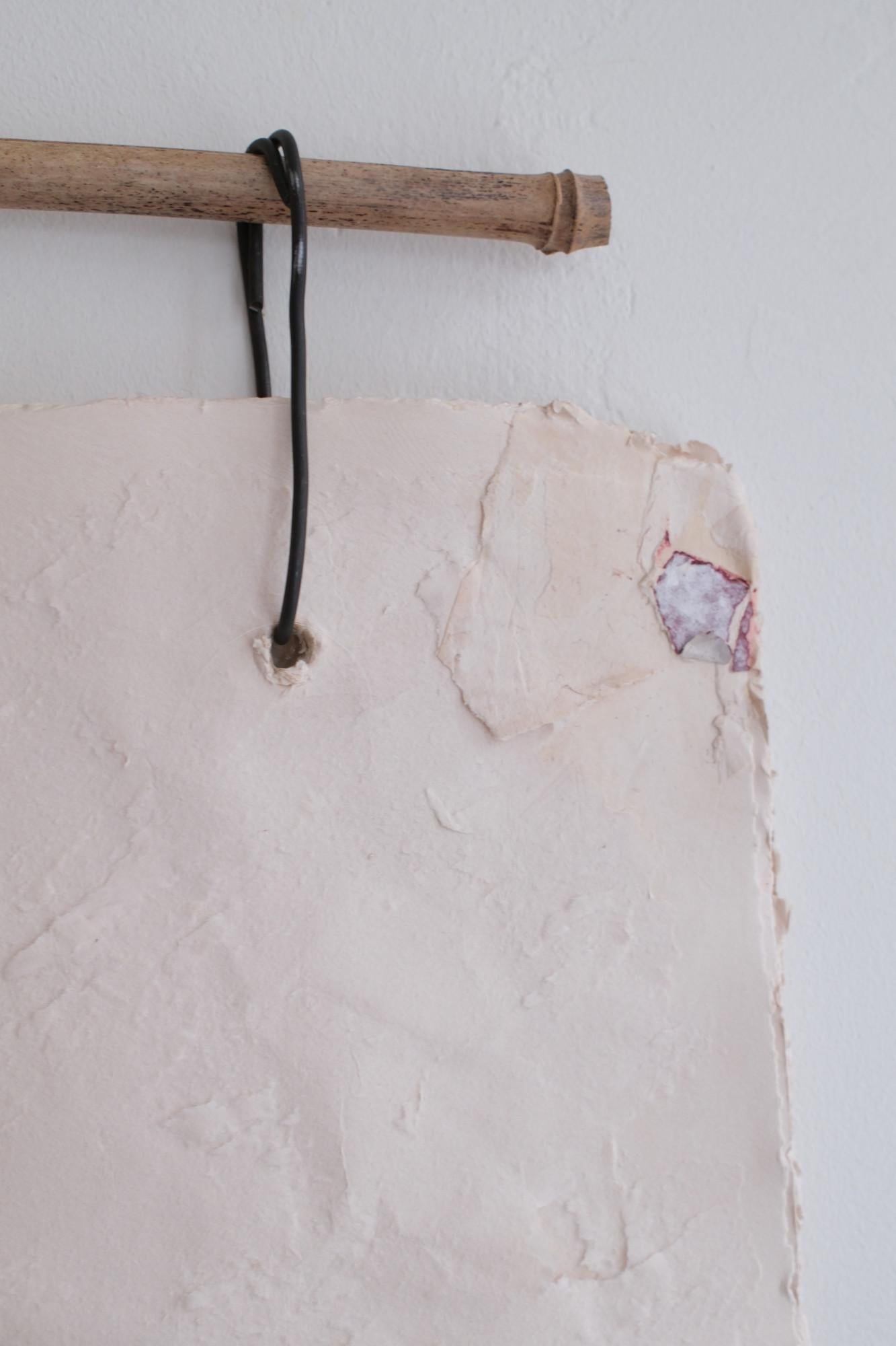 Minimalist White Paper Composition on Bamboo, 2024 - 'Impronta 06' For Sale 5