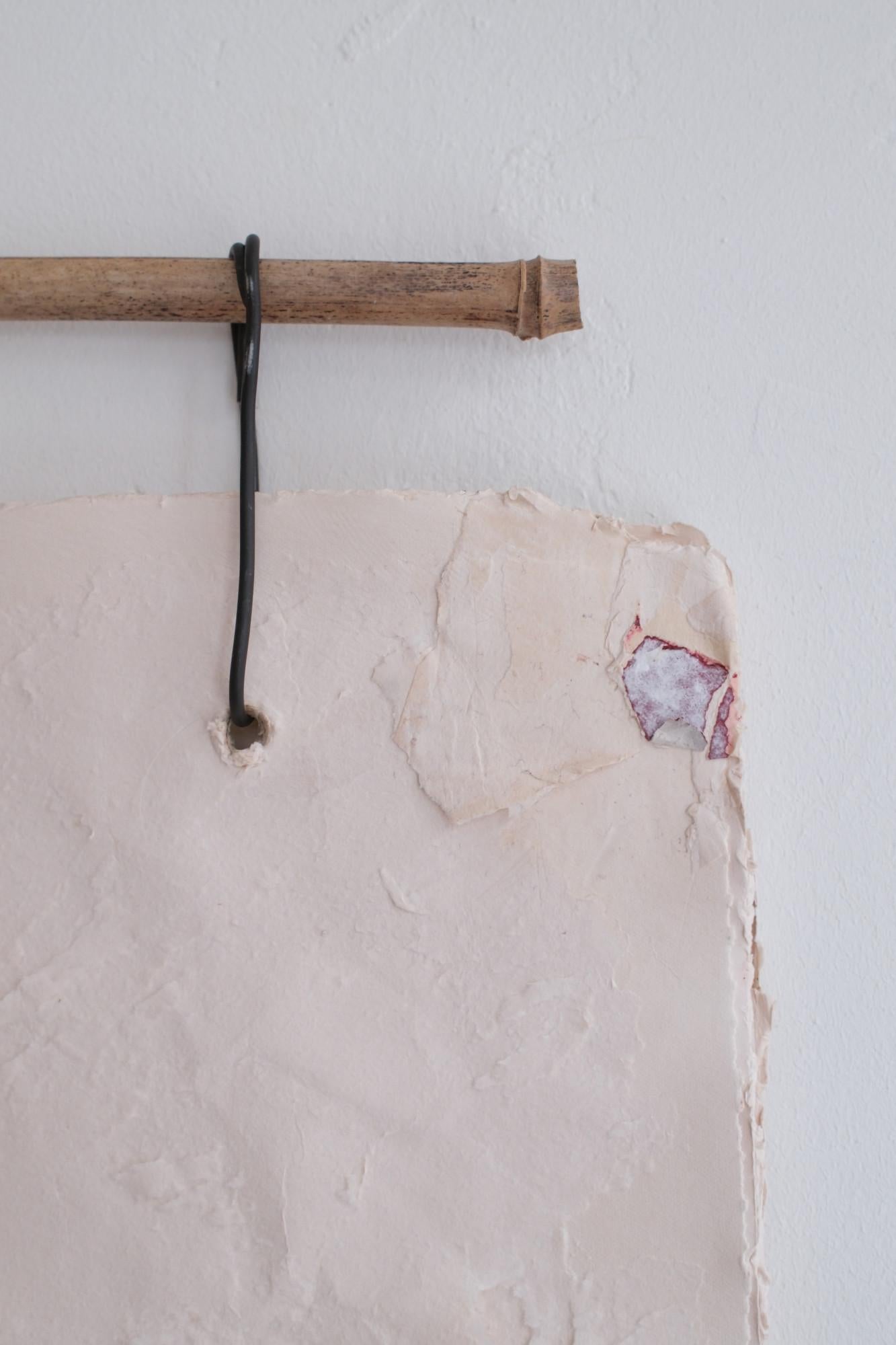 Minimalist White Paper Composition on Bamboo, 2024 - 'Impronta 06' For Sale 6