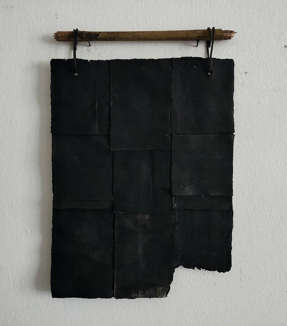 ABSTRACT Peinture en bambou noir Texture Artiste italienne Silvia De Marchi Minimal