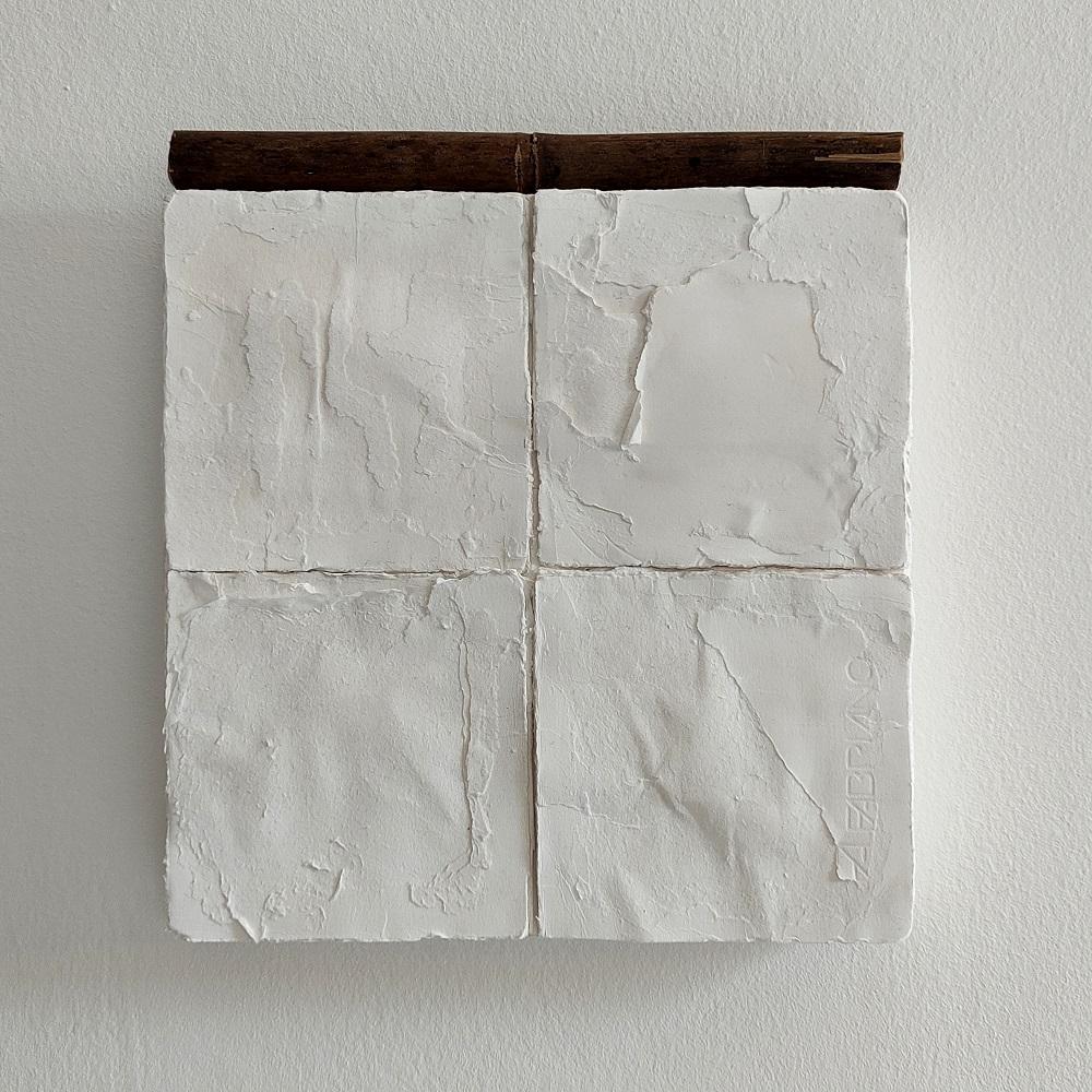 ABSTRACT Peinture en bambou blanc Texture Artiste italienne Silvia De Marchi Minimal en vente 1