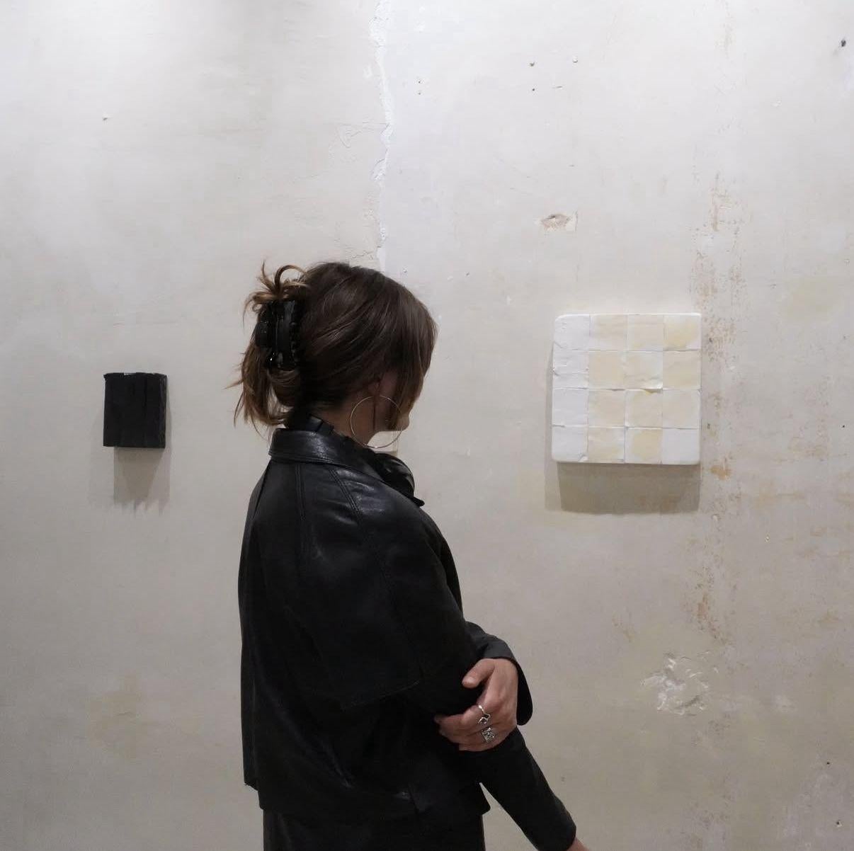 ABSTRACT Peinture en bambou blanc Texture Artiste italienne Silvia De Marchi Minimal en vente 3